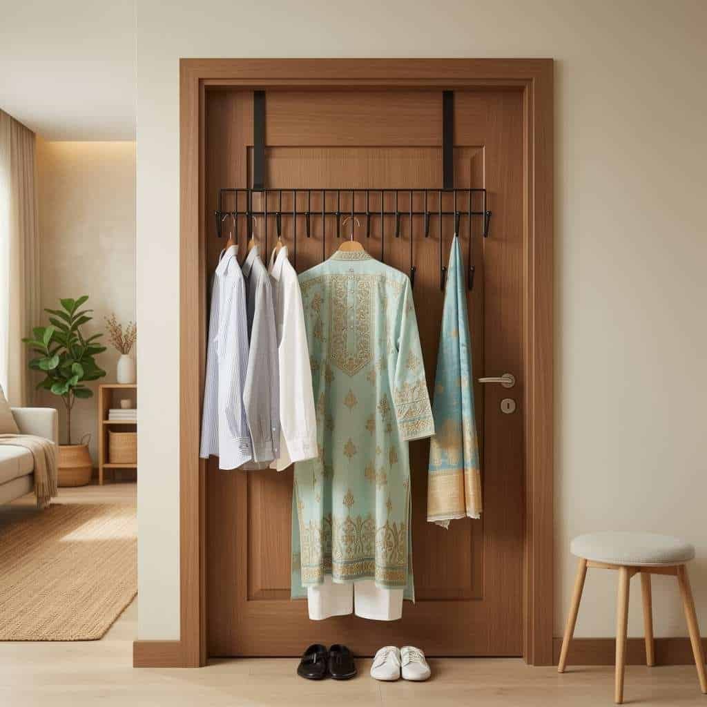 দোর হ্যাঙ্গারের প্রধান দৃশ্য, দরজায় ঝুলন্ত অবস্থায়